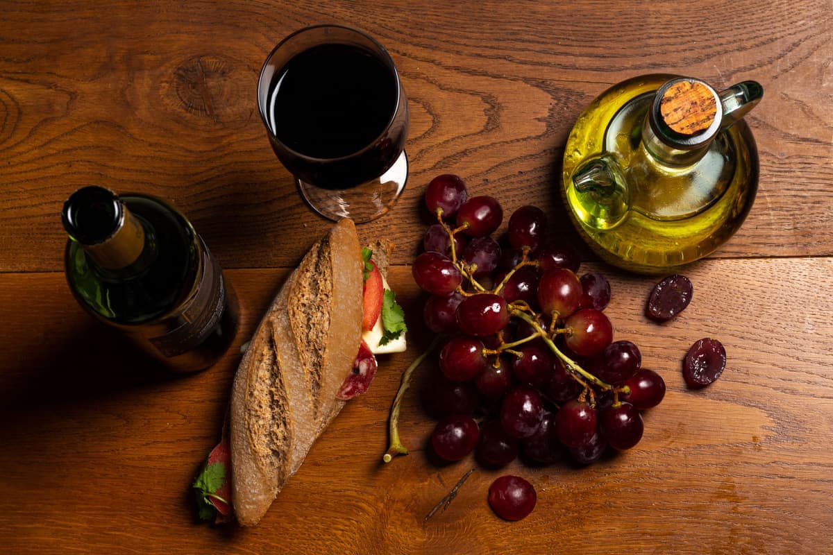 Wine glasses and tasting notes on a table